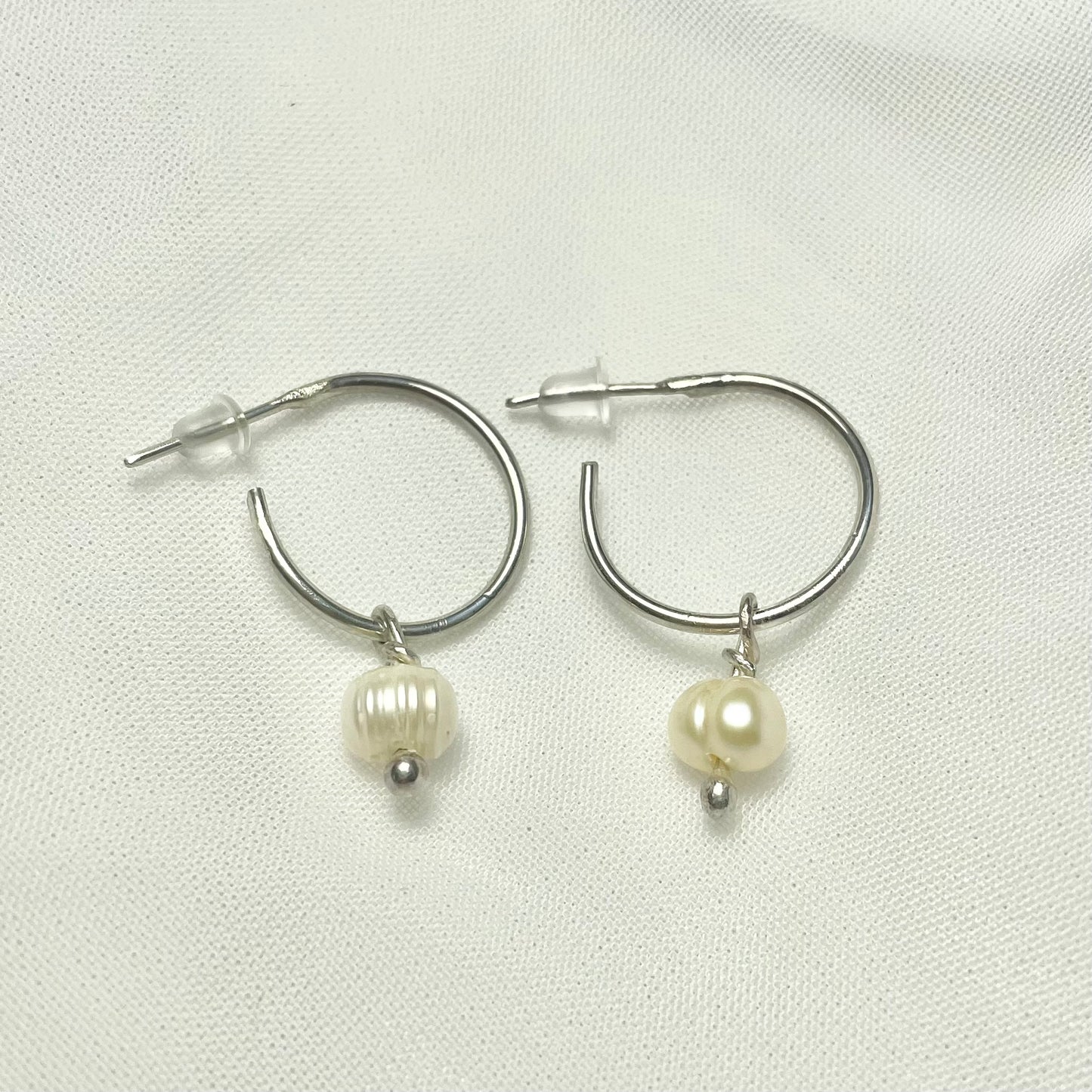 Pearl Hoop Stud Earrings in 925 Sterling Silver or Gold Filled