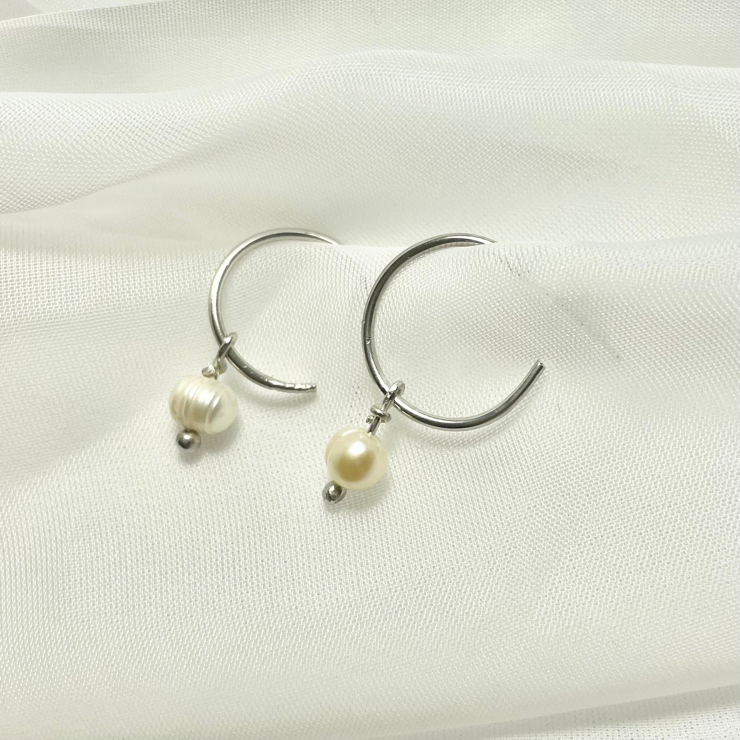 Pearl Hoop Stud Earrings in 925 Sterling Silver or Gold Filled
