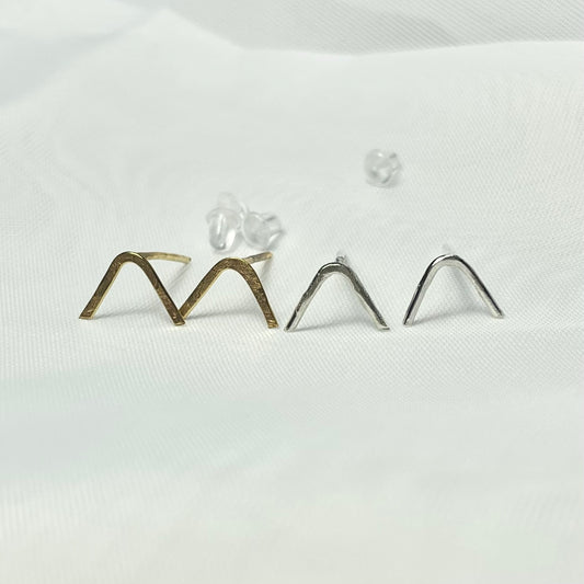 Chevron Stud Earrings in 925 Sterling Silver or Gold Filled