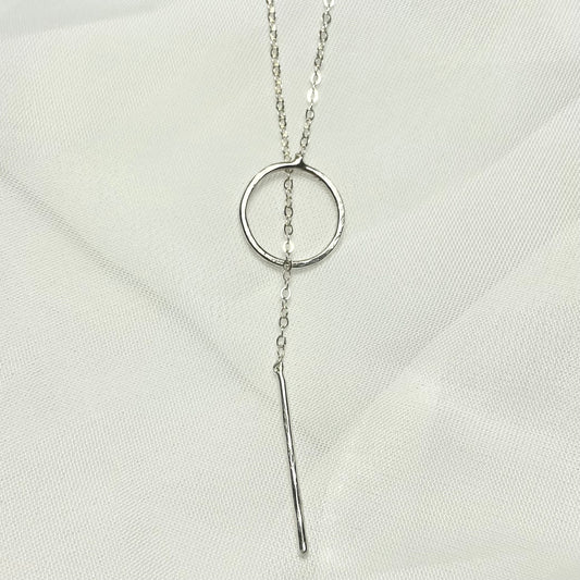 Circle and Bar Necklace in 925 Sterling Silver or Gold Filled