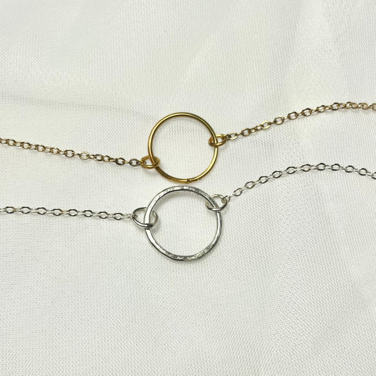 Circle Necklace, Bracelet, or Anklet in 925 Sterling Silver or Gold Filled