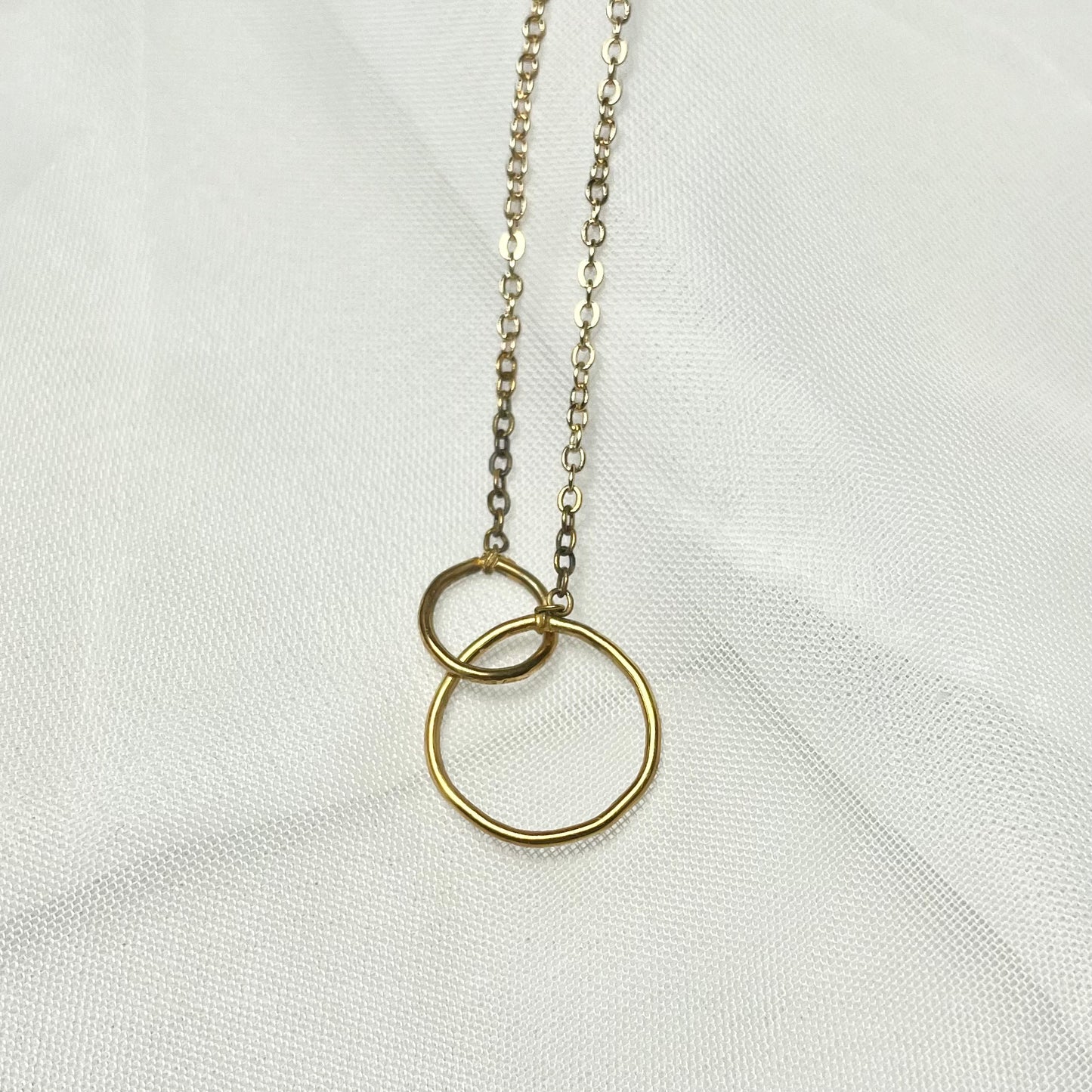 Double Circle Necklace, Bracelet, or Anklet in 925 Sterling Silver or Gold Filled