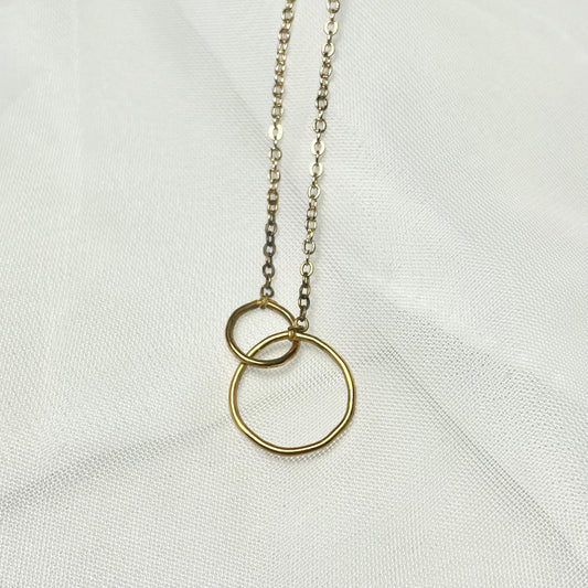 Double Circle Necklace, Bracelet, or Anklet in 925 Sterling Silver or Gold Filled