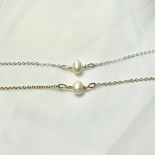 Freshwater Pearl Necklace, Bracelet, or Anklet in 925 Sterling Silver or Gold Filled