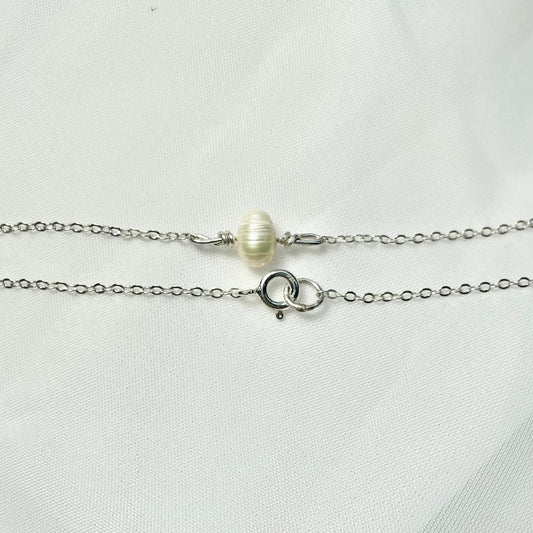 Freshwater Pearl Necklace, Bracelet, or Anklet in 925 Sterling Silver or Gold Filled