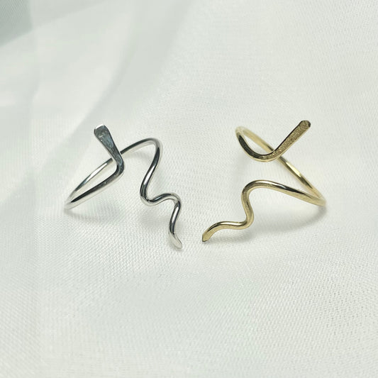 Snake Adjustable Ring in 925 Sterling Silver or Gold Filled