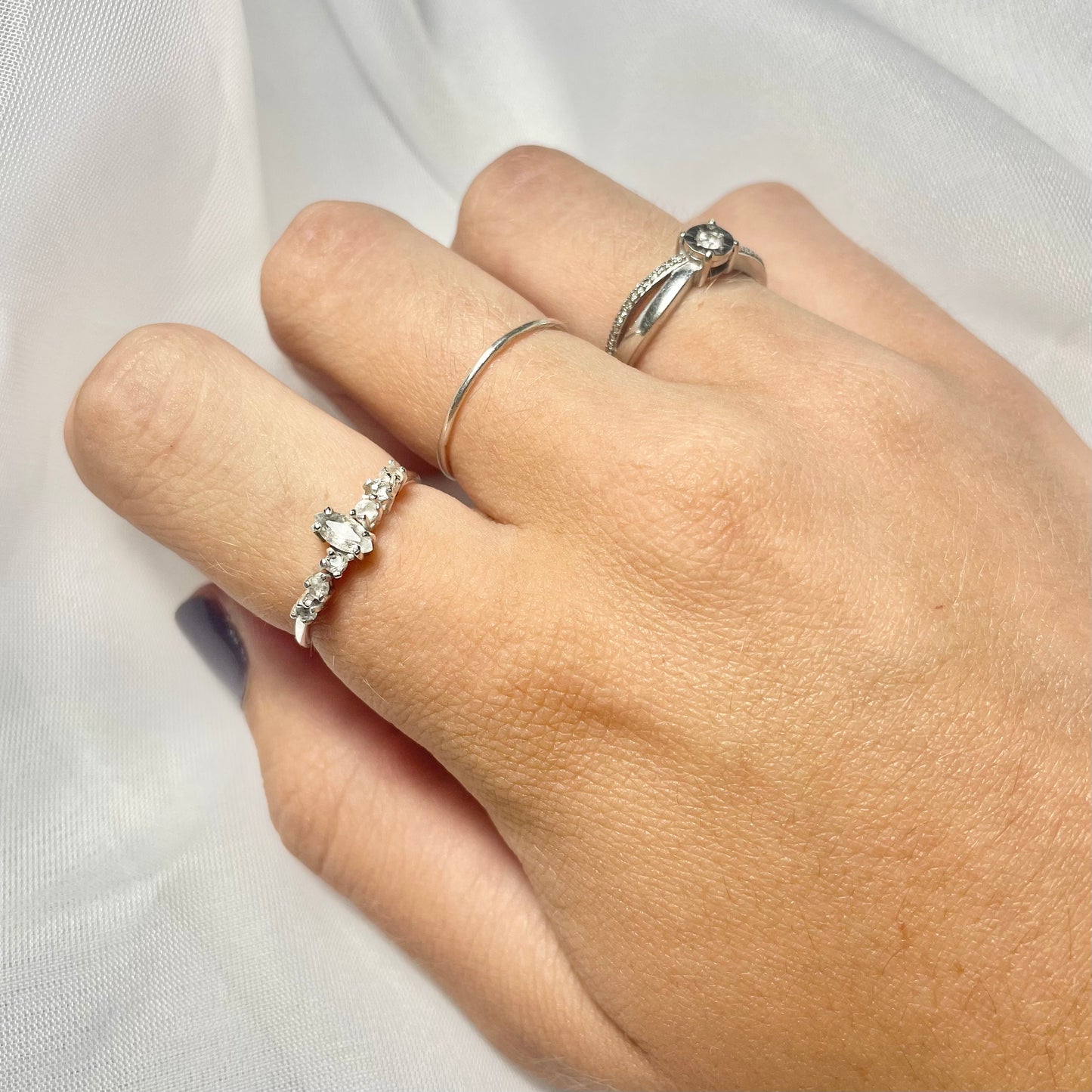 White Topaz 925 Sterling Silver Prong Set Ring