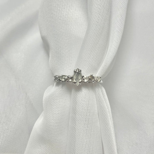 White Topaz 925 Sterling Silver Prong Set Ring