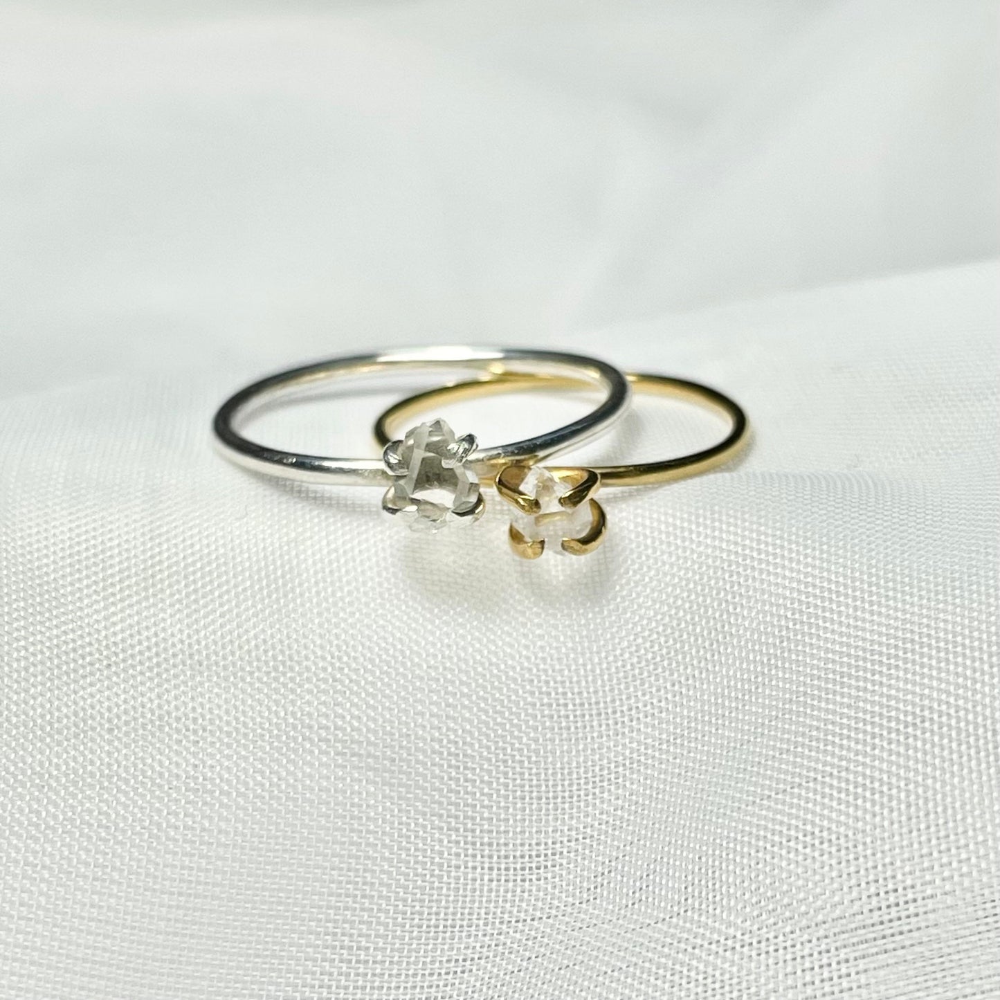 Herkimer Diamond 925 Sterling Silver or Gold Filled Solitaire Prong Set Ring