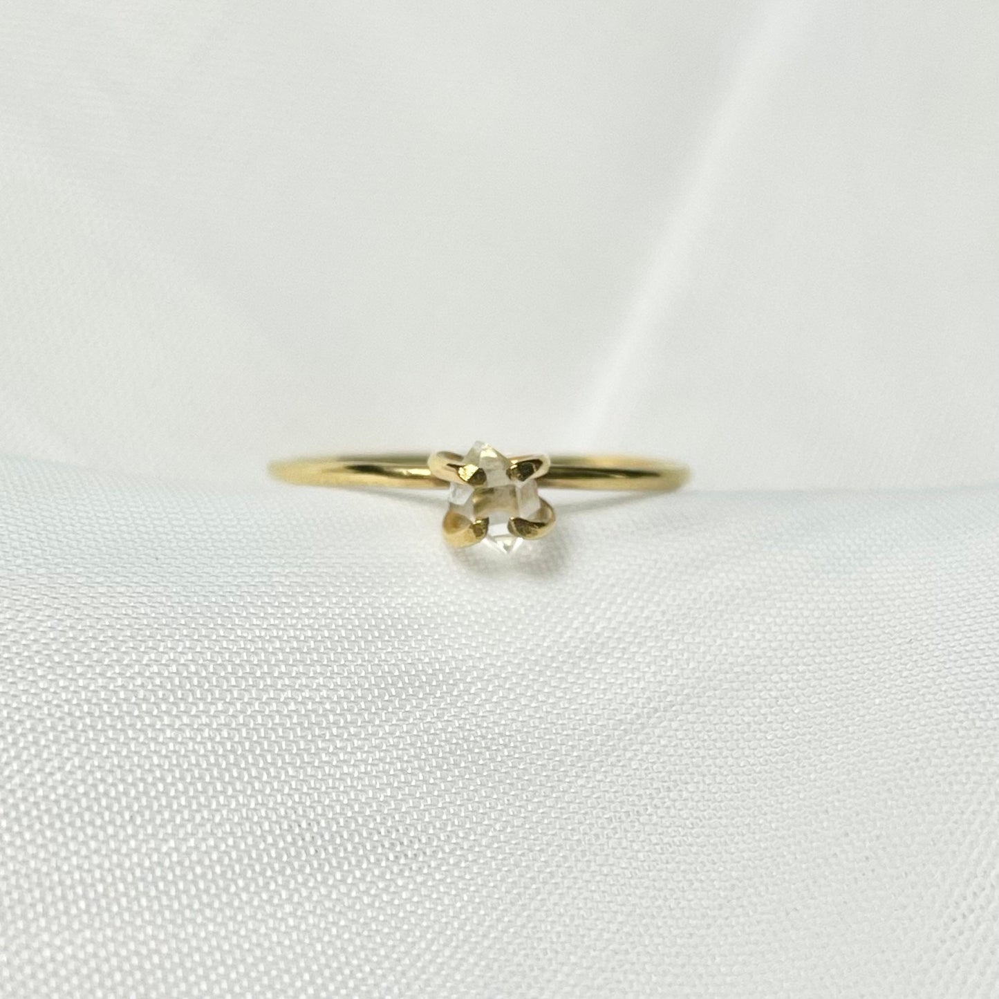 Herkimer Diamond 925 Sterling Silver or Gold Filled Solitaire Prong Set Ring