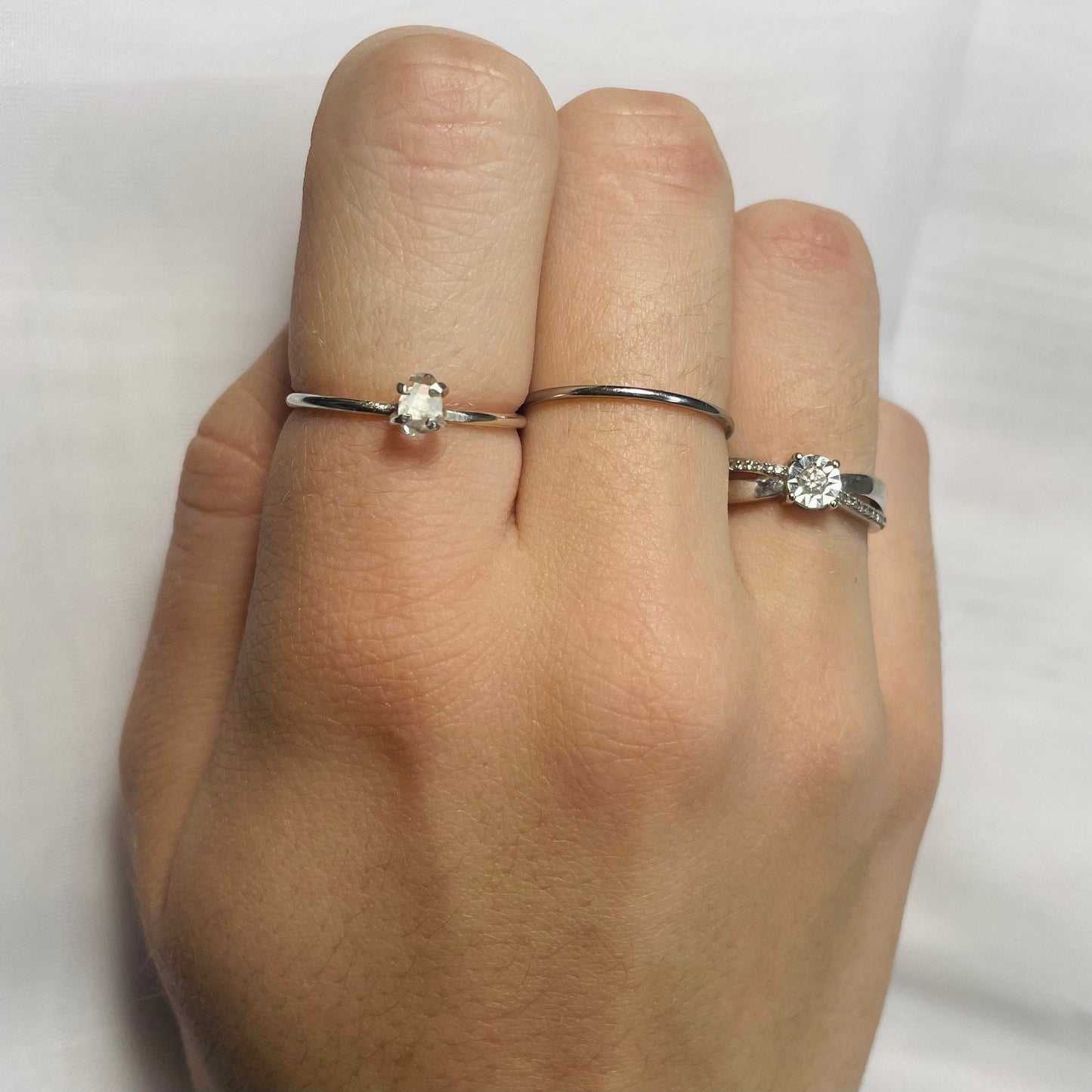 Herkimer Diamond 925 Sterling Silver or Gold Filled Solitaire Prong Set Ring