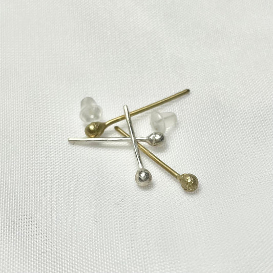 Ball Stud Earrings in 925 Sterling Silver or 24 K Gold Plated