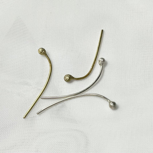 Ball Threader Earrings in 925 Sterling Silver or 24 K Gold Plated