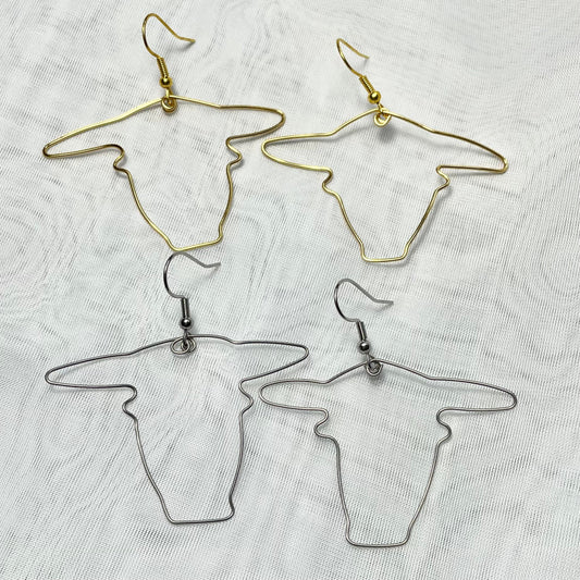 Stainless Steel Cow Head Earrings in Gold or Silver