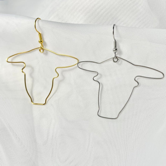 Stainless Steel Cow Head Earrings in Gold or Silver