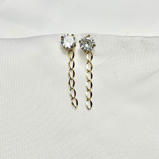 Cubic Zirconia and Stainless Steel Chain Earrings in Gold or Silver