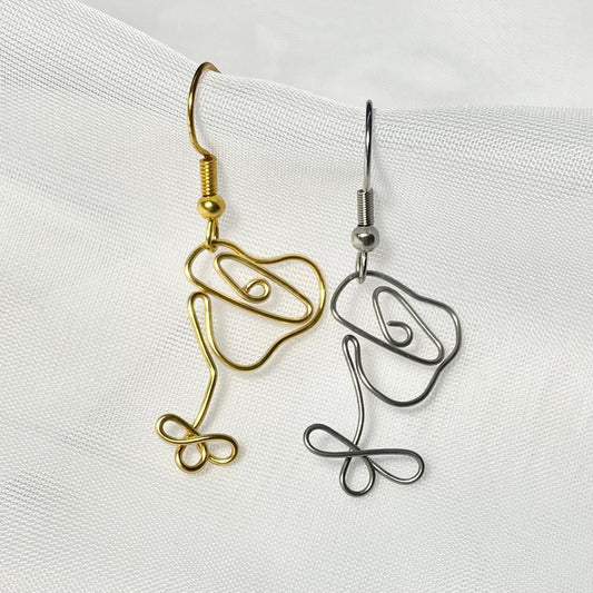 Stainless Steel Rose Earrings in Gold or Silver