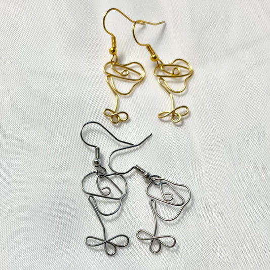 Stainless Steel Rose Earrings in Gold or Silver