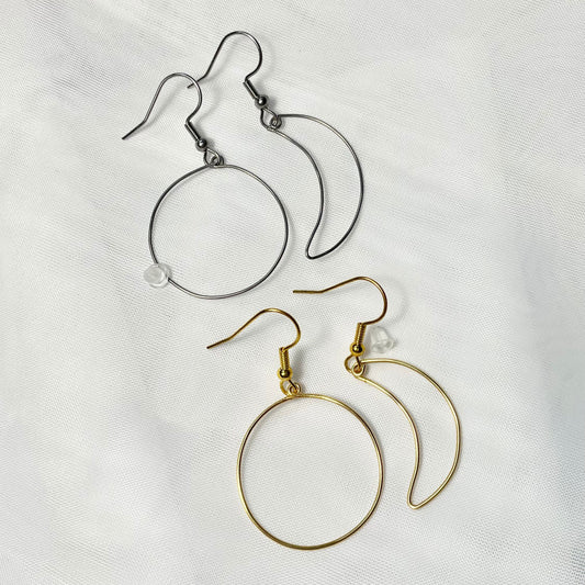 Stainless Steel Moon Earrings in Gold or Silver