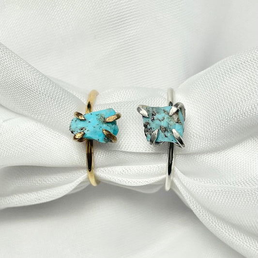 Kingman Turquoise and 925 Sterling Silver or Gold Filled Solitaire Prong Set Ring