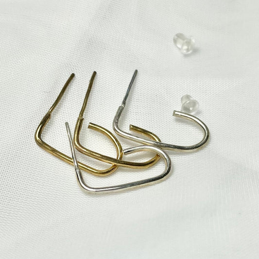 Oval Hoop Stud Earrings in 925 Sterling Silver or Gold Filled