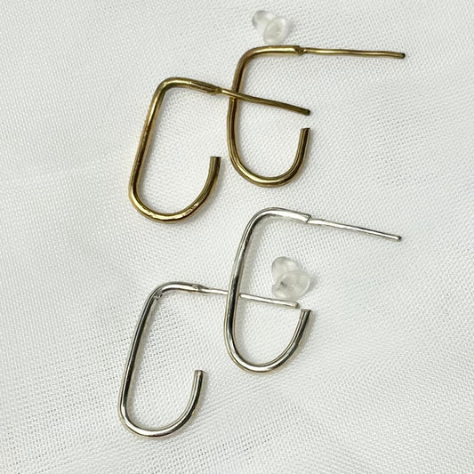 Oval Hoop Stud Earrings in 925 Sterling Silver or Gold Filled
