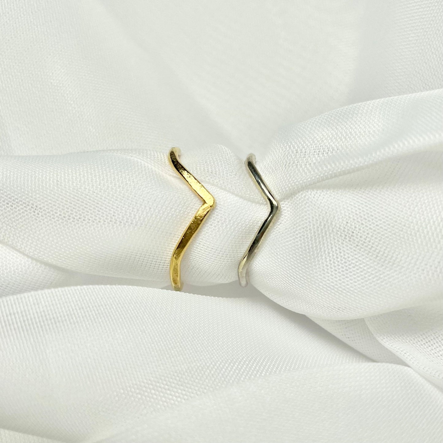 Stackable Chevron Rings in 925 Sterling Silver or Gold Filled