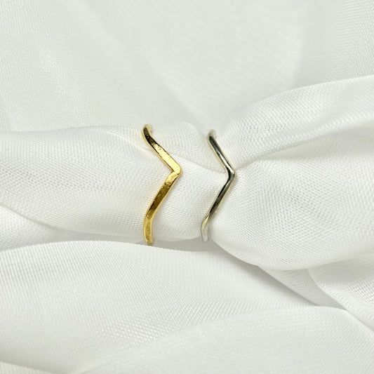 Stackable Chevron Rings in 925 Sterling Silver or Gold Filled