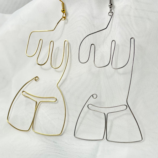 Stainless Steel Body Earrings in Gold or Silver