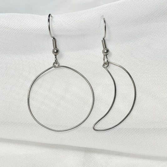 Stainless Steel Moon Earrings in Gold or Silver