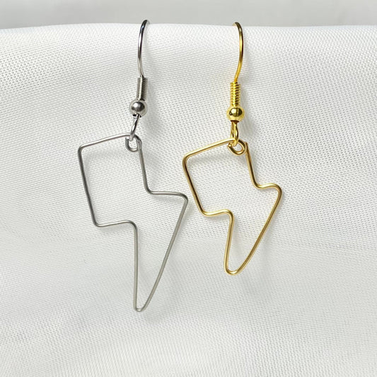 Stainless Steel Lightning Bolt Earrings in Gold or Silver