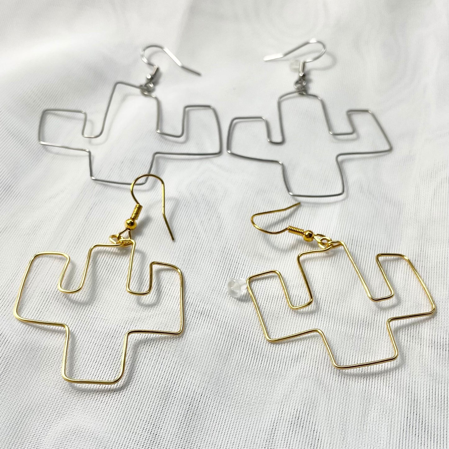 Stainless Steel Cactus Earrings in Gold or Silver