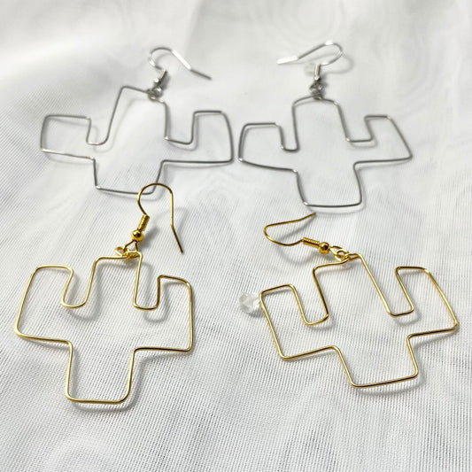 Stainless Steel Cactus Earrings in Gold or Silver