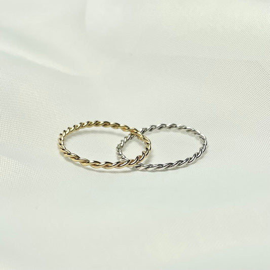 Stackable Twisted Rings in 925 Sterling Silver or Gold Filled