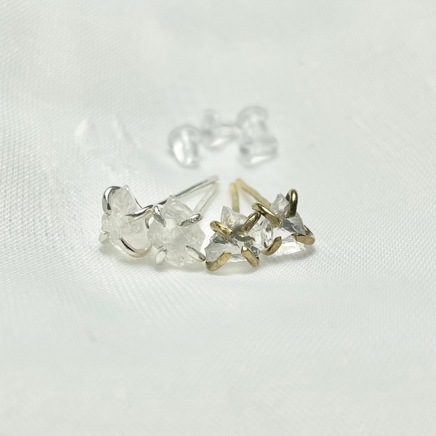 Rose Quartz and 925 Sterling Silver or Gold Filled Prong Set Stud Earrings