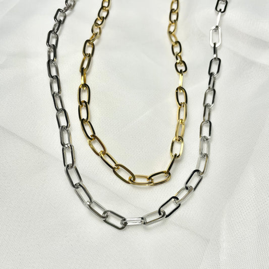Paper Clip Chain Stainless Steel Necklace, Bracelet, or Anklet