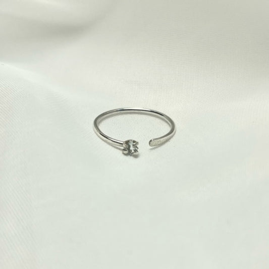 Aquamarine Adjustable 925 Sterling Silver or Gold Filled Prong Set Ring