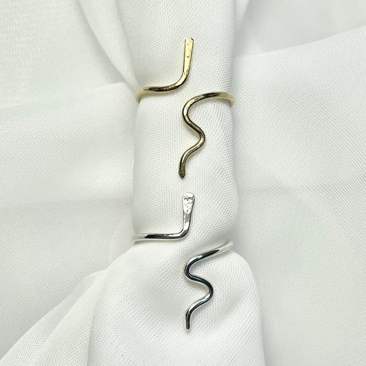 Snake Adjustable Ring in 925 Sterling Silver or Gold Filled